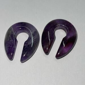 Hand Carved Amethyst Stone Ear Weights Gauges 10
